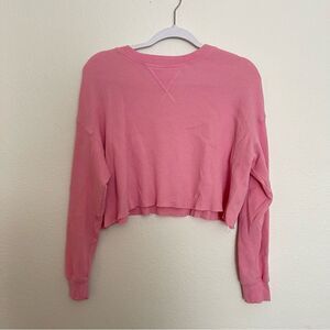 Strut This! Oversized Cropped Pink Waffle Knit Top Size X-Small